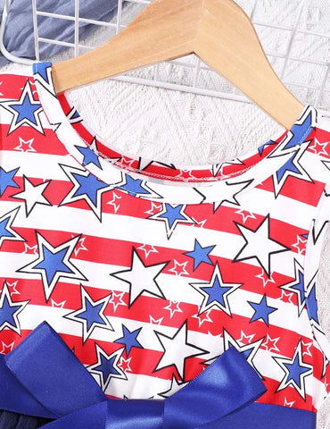 Independence Day Star Bow Tulle Dress