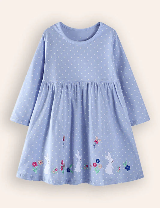 Floral Bunny Embroideried Dress