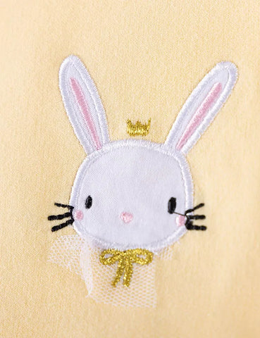 Cute Bunny Appliqué Long Sleeves Tulle Dress