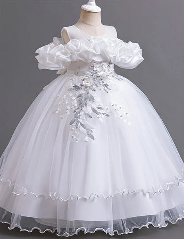 Flower Embroidered Long Princess Dress