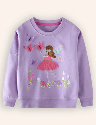 Cute Fairy Butterfly Embroidered Sweatshirt