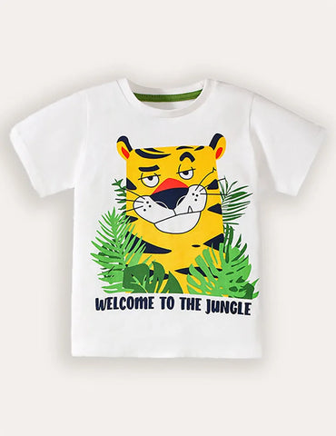 Set di maglietta e pantaloncini a maniche corte con stampa Tiger Jungle