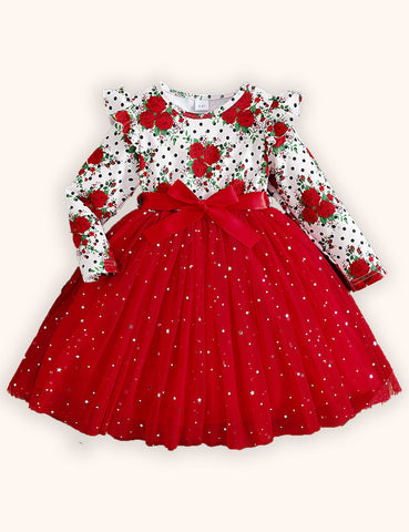 Valentine's Day Rose Long Sleeve Dress