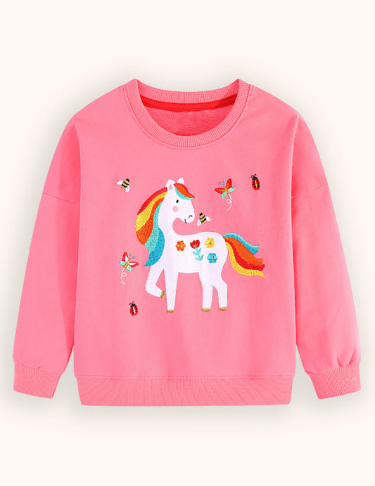 Rainbow Unicorn Embroidered Sweatshirt