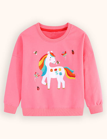 Rainbow Unicorn Embroidered Sweatshirt