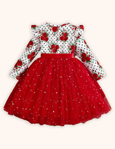 Valentine's Day Rose Long Sleeve Dress