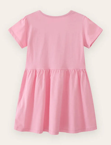Baumwollkleid mit Niedlicher Tierapplikation