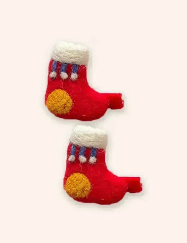 2PCS Christmas Wool Felt Cute Hairpins