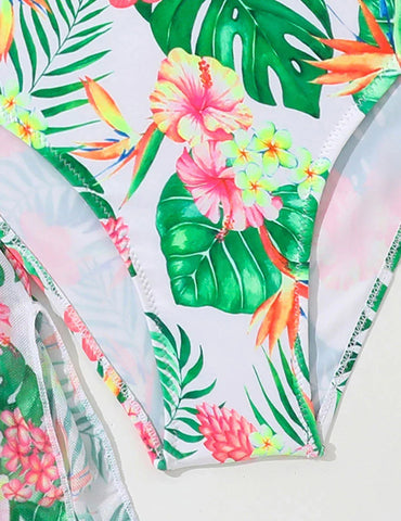 Printed Split Swimsuit Three-piece Set