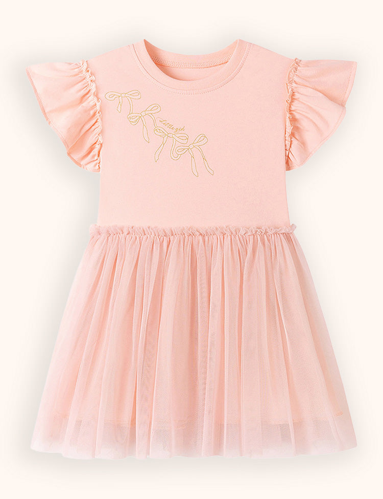 Bow Print Tulle Dress