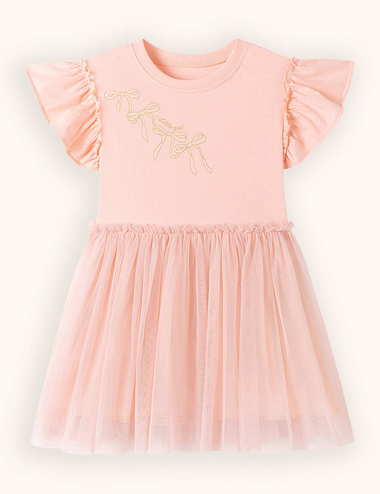 Bow Print Tulle Dress