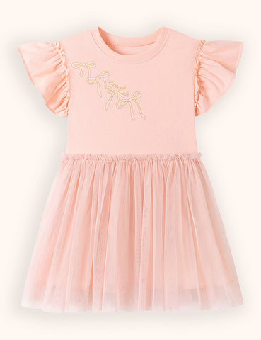 Bow Print Tulle Dress
