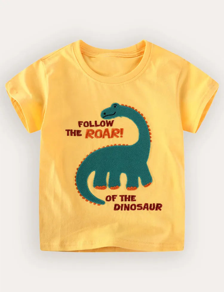 T-shirt con applicazione di dinosauri