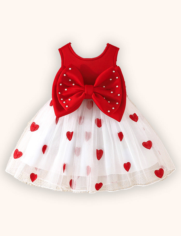 Valentine's Day Bow Heart Tulle Dress