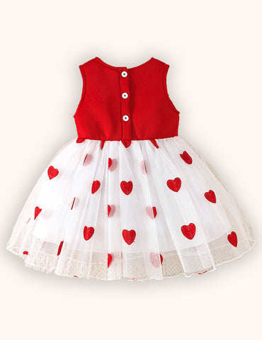 Valentine's Day Bow Heart Tulle Dress
