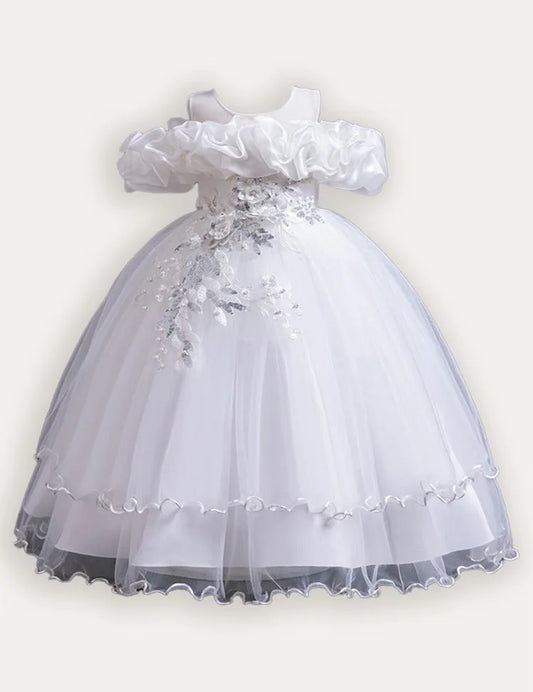 Robe de princesse longue brodée de fleurs