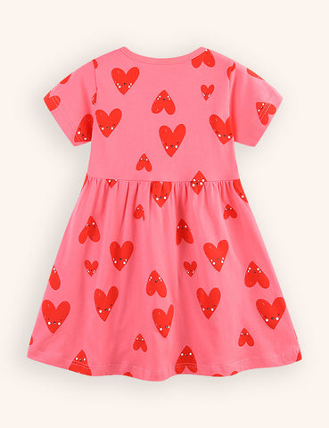 Valentine's Day Heart Print Pocket Dress