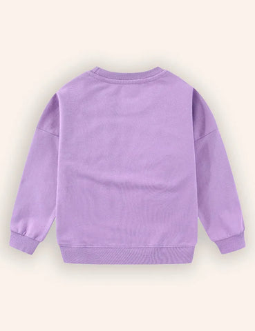 Unicorn Embroidered Long-sleeved Sweatshirt