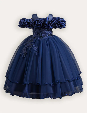 Flower Embroidered Long Princess Dress