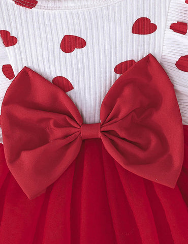 Valentine's Day Love Printing Splicing Tulle Dress