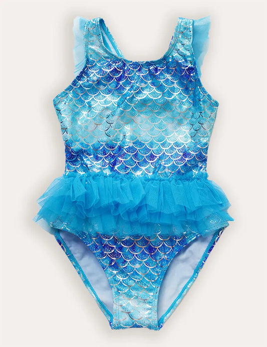 Costume da bagno intero in tulle a sirena