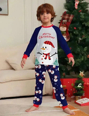 Weihnachtliche Weiße Schneemann-Familien-Pyjamas