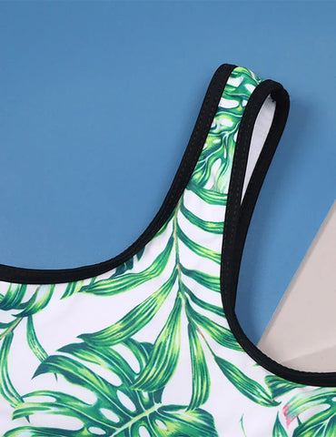 Letter Print Sports Split Swimsuit