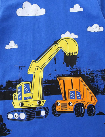 T-shirt a maniche corte stampata per auto da costruzione