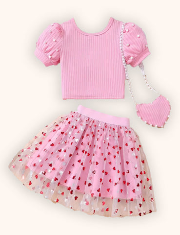 Valentijnsdag hart tule rok set