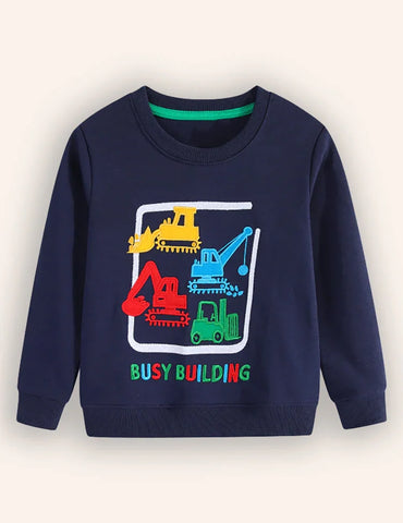 Construction Cars Applique Sweatshirt