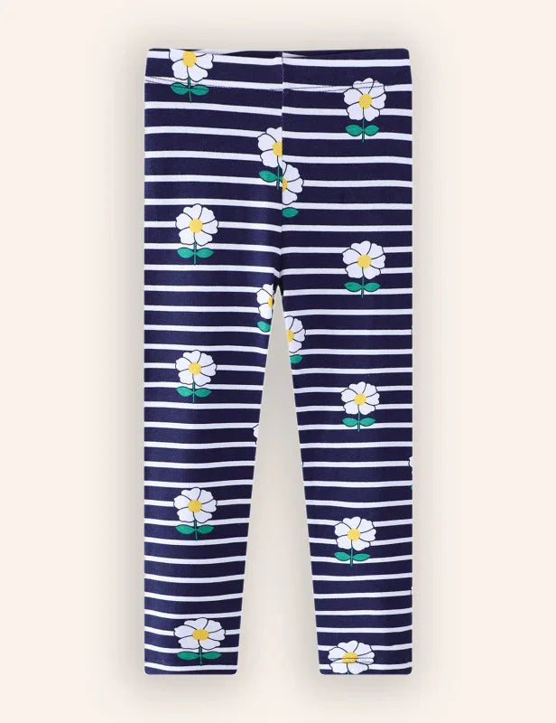 Flower Striped Print Leggings