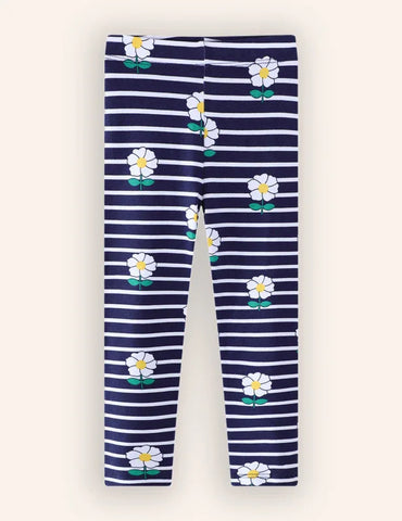 Flower Striped Print Leggings