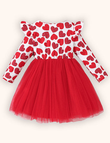 Valentine's Day Love Pattern Tulle Dress