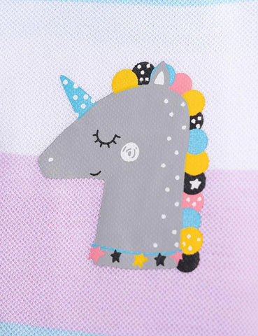 Cartoon Striped Pony Long Sleeve Dress