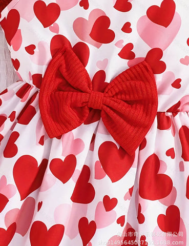Valentine's Day Knitted Cardigan + Print Dress