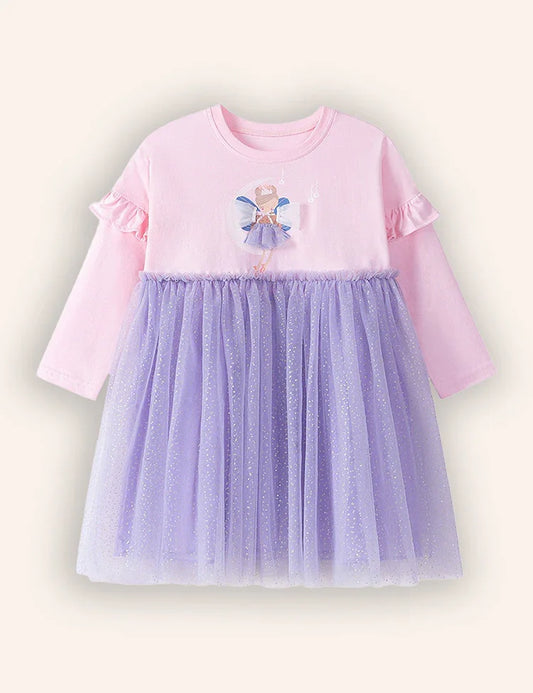 Cute Girl Long Sleeve Tulle Dress