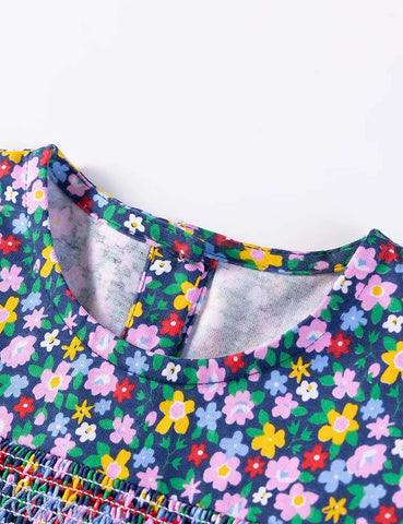 Floral Print Long-sleeved Cotton Dress