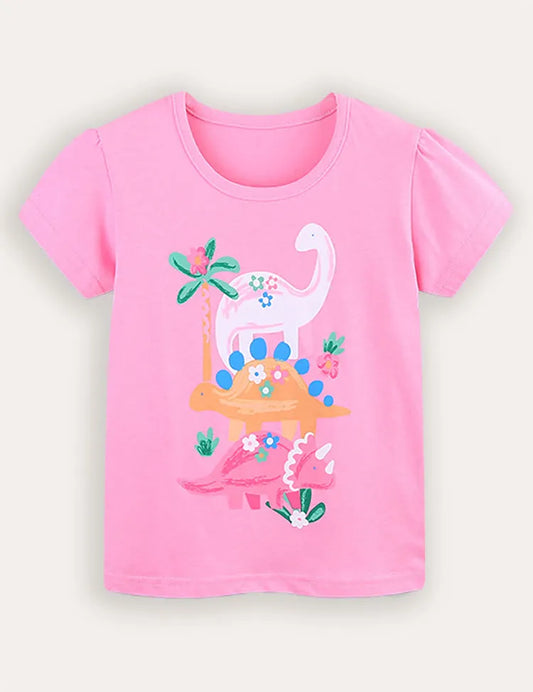 T-shirt a maniche corte con stampa dinosauro