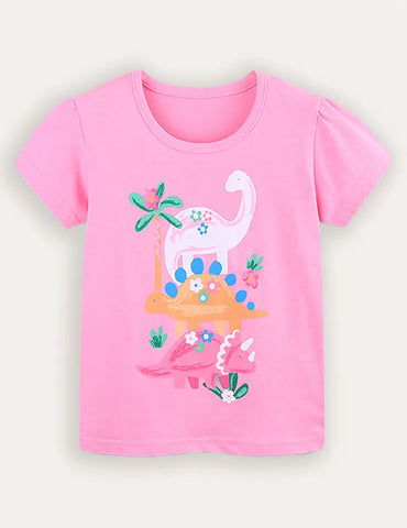 T-shirt a maniche corte con stampa dinosauro