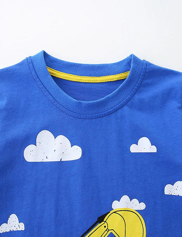 T-shirt a maniche corte stampata per auto da costruzione
