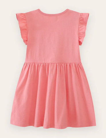 Baumwollkleid Mit Blumenmaus-Stickerei