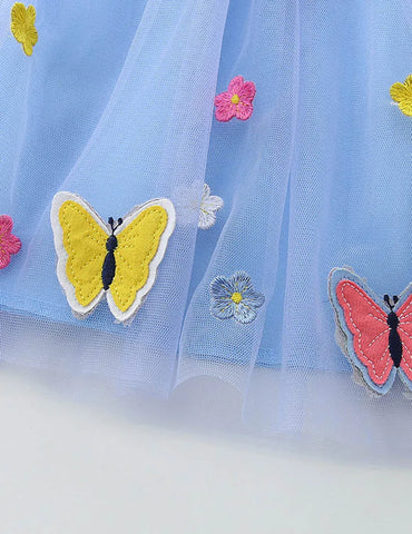 Butterfly Flower Embroidered Tulle Dress