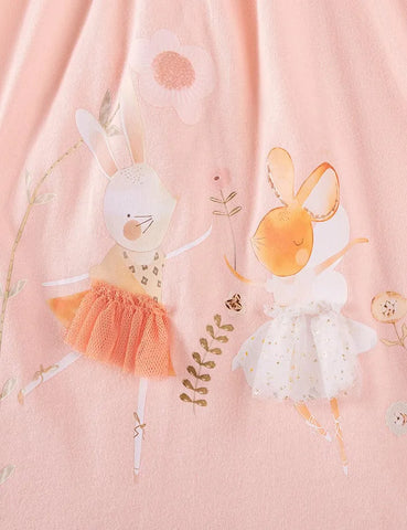 Ballet Bunny Appliqué Long Sleeves Dress