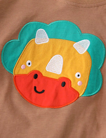 Dinosaur Applique Long Sleeve Suit