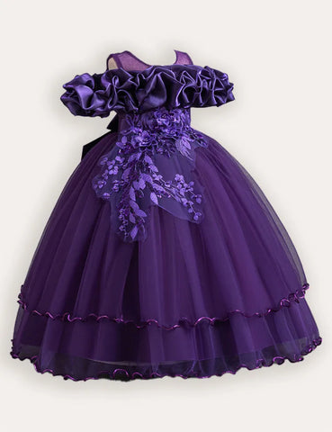 Flower Embroidered Long Princess Dress
