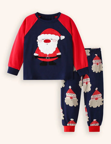 Santa Applique Sweatshirt Two-piece Set