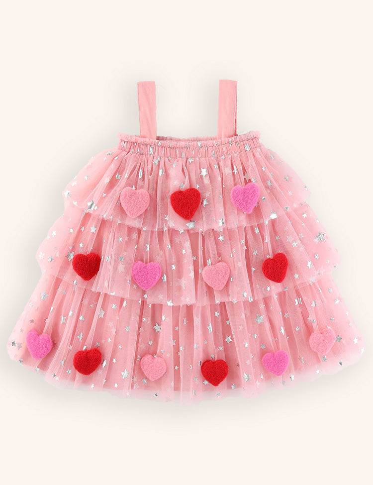 Valentine's Day Love Applique Tulle Suspender Dress