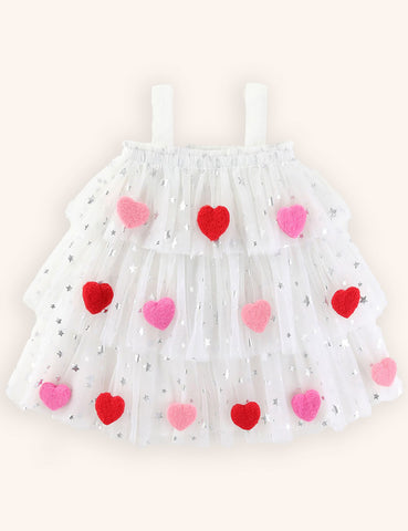 Valentine's Day Love Applique Tulle Suspender Dress