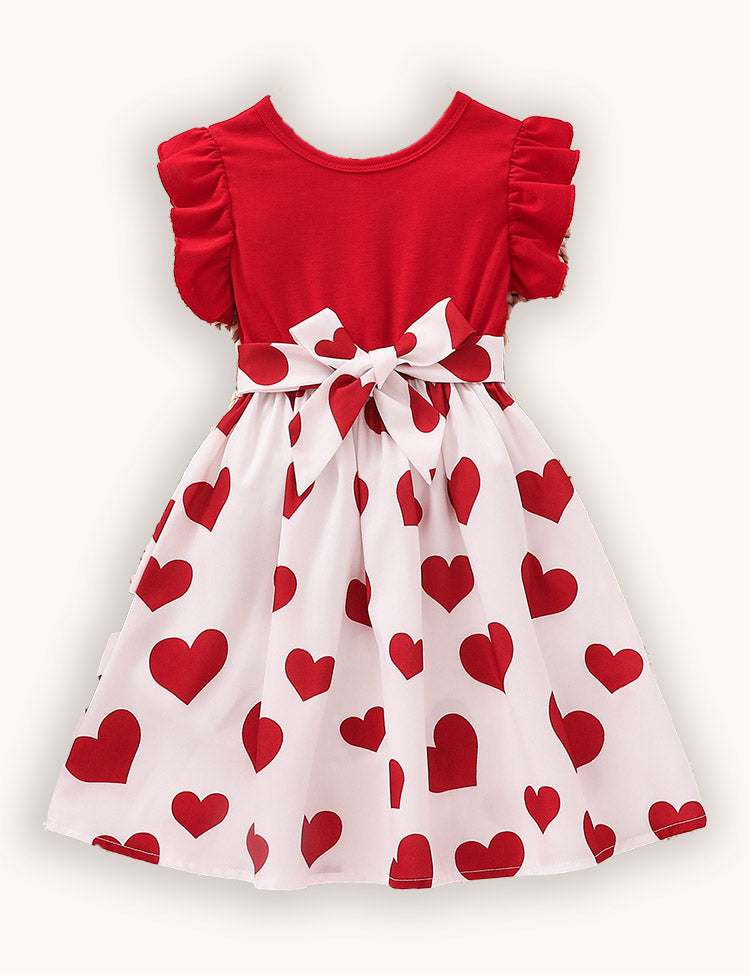 Valentine's Day Love Printed Flying Sleeve Dress