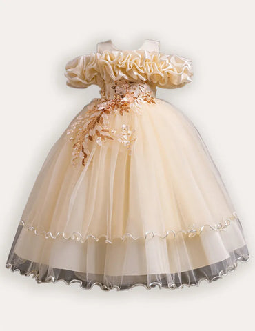 Flower Embroidered Long Princess Dress